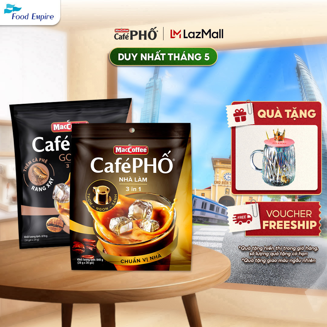 Combo 1 Túi cà phê MacCoffee Phố Nhà làm  1 Phố Sữa Đá Gold