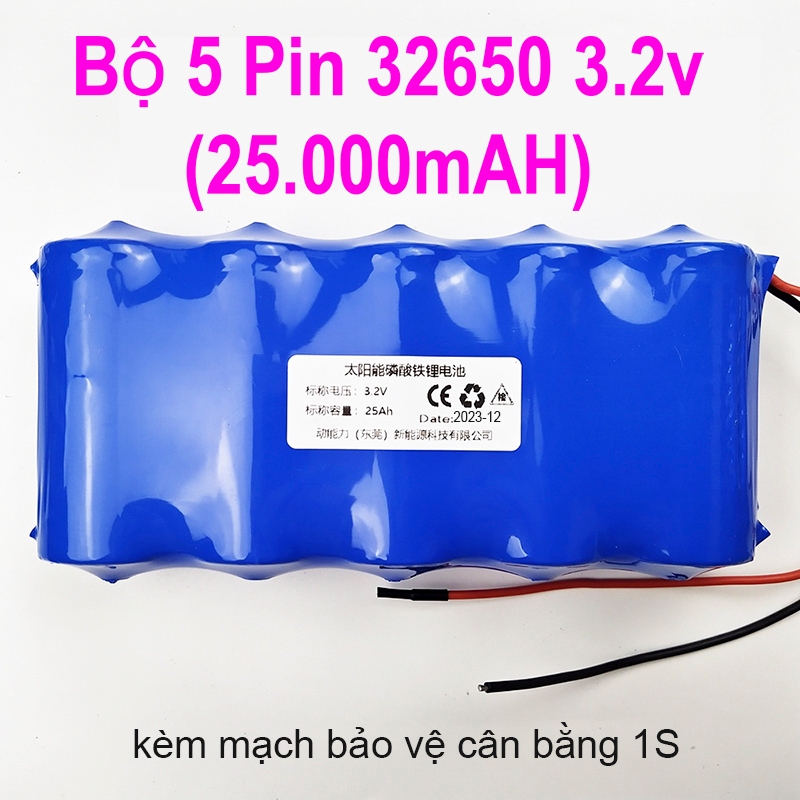 Pin sắt LiFePO4 32650 32V kèm mạch bảo vệ 1S cho đèn năng lượng mặt trời 25W 40W 60W 100w 200W