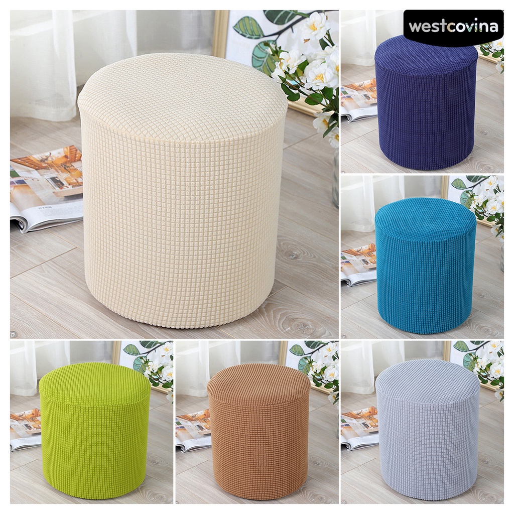Vỏ bọc ghế đẩu hình vuông / tròn bằng polyester co giãn chống bụi màu trơn