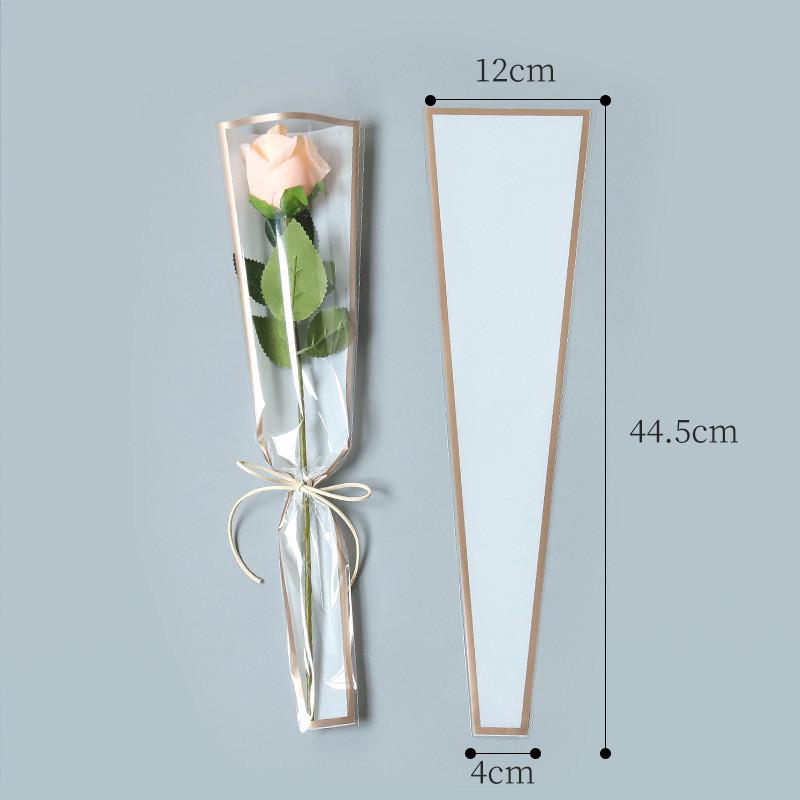 50Pcs Transparent Flower Packaging Bag Waterproof Single Rose Bouquet Packaging Bag Floral Wrappers for Valentines Day Gift