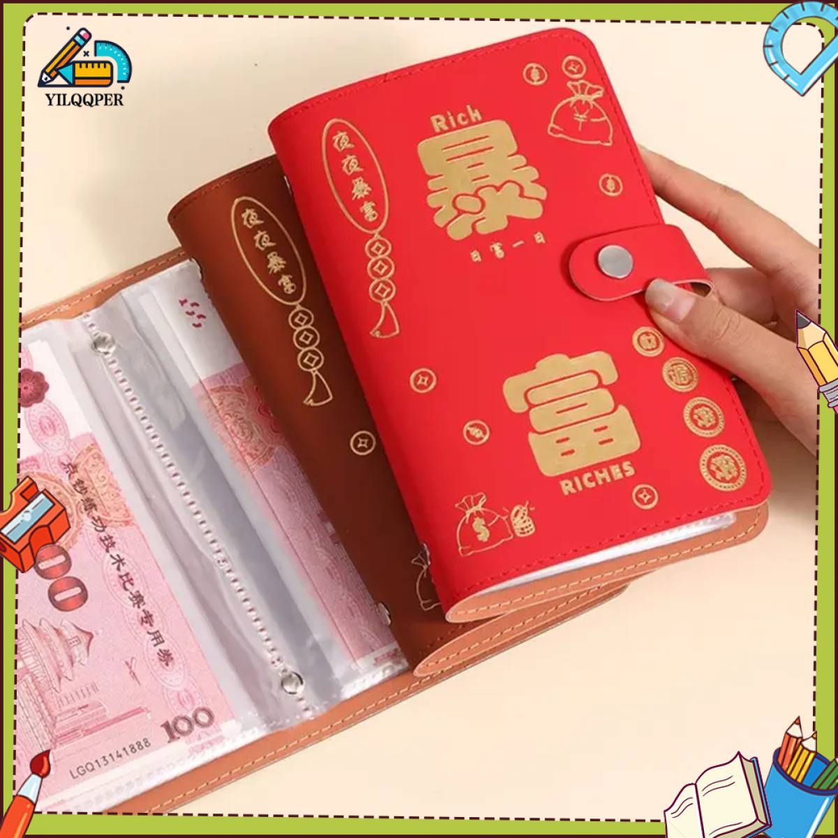 ออแกไนเซอร์เงิน PU แบบใช้ซ้ำได้, ความจุมาก, 1 ชิ้น, หนังสือเงินออมเงินสด, หนังสือแผนเงินออมเงิน, การท้าทายเงินออมเงิน, ที่เก็บเงิน ราคา 38 บาท*ส่งฟรี