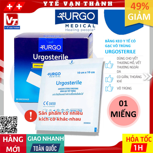 ✅ Băng Keo Y Tế Có Gạc Vô Trùng Urgo Urgosterile | Urgo Sterile Bảo vệ vết thương lớn -VT0359 - Y Tế Vạn Thành