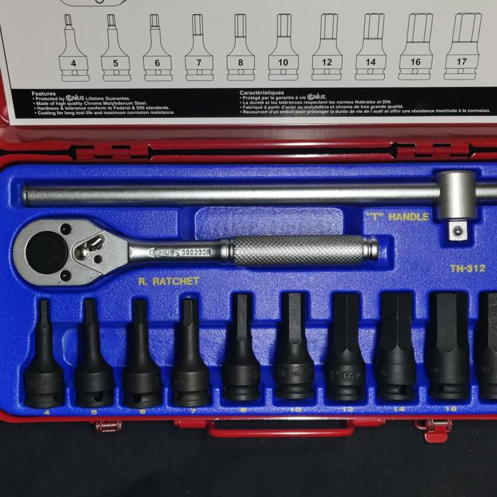 Kunci Sok L Impact Drive 3/8" 12pcs Genius TH-312M Harga 24,357,180 rupiah*Gratis Ongkir