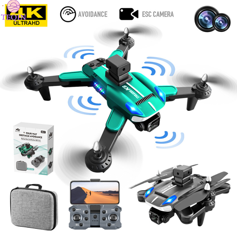 TEQIN new！K8 Drone 4k Specialized Hd Dual Camera Drone Four-axis Aircraft Folding Aircraft Obstacle Avoidance Rc Helicopter Toys Gifts ราคา 2,467 บาท*ส่งฟรี