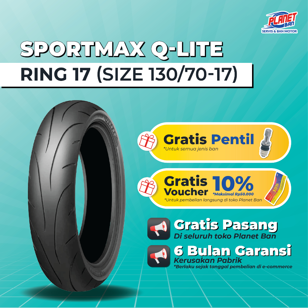 Motorcycle Tire Ring 17 - 130/70 Dunlop Sportmax Q-Lite (Rear Motorcycle Tire Xabre, New Cbr150, Cb150R, Ninja 250 Rr Mono, R15, Gsx-R150, Gsx150R Harga 822,000 rupiah*Gratis Ongkir