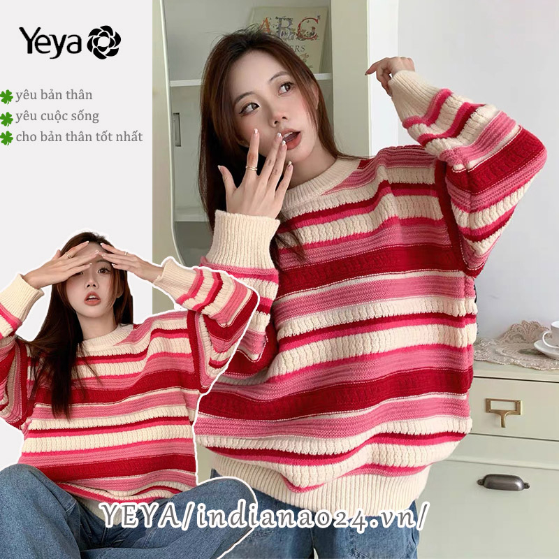 K30Áo Khoác Len Dáng Rộng Họa Tiết Xoắn Ốc Cho Nữ