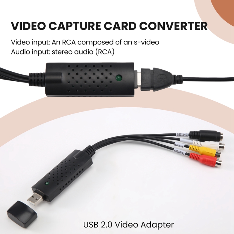 USB 2.0 Easy Cap Video TV DVD DVR Capture Adapter Easier Cap USB Video Capture Device Support Win10