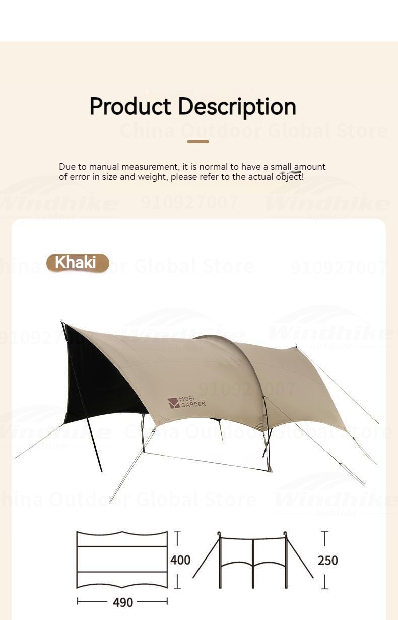 MOBI GARDEN Outdoor Camping Picnic Tent Anti-vinyl Canopy Rain Anti-ultraviolet 50+ Large-size Tunnel-type Oxford View D250 · v49