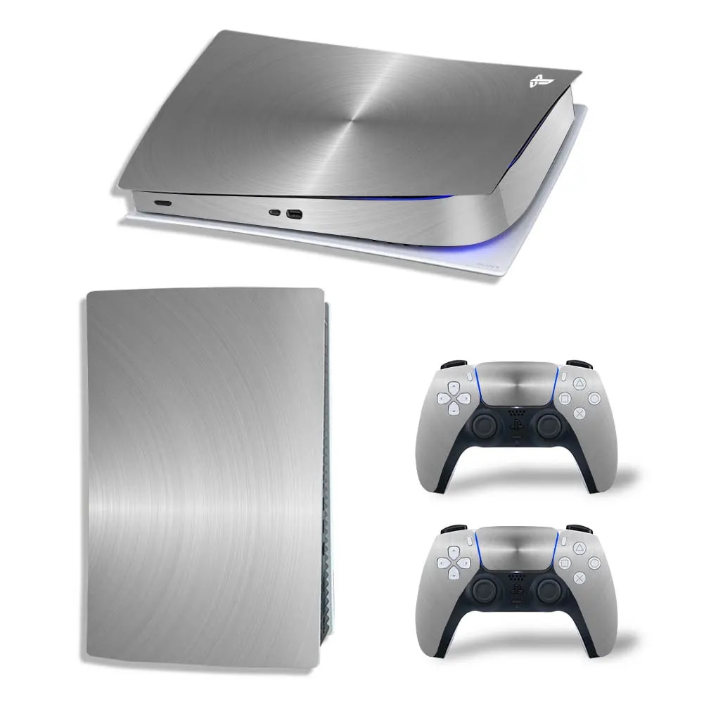 【In-demand】 Ps5 Digital Edition Skin Sticker Metal Lattice Design Protective Vinyl Decal Full Set For Ps5 Console And 2 Controllers