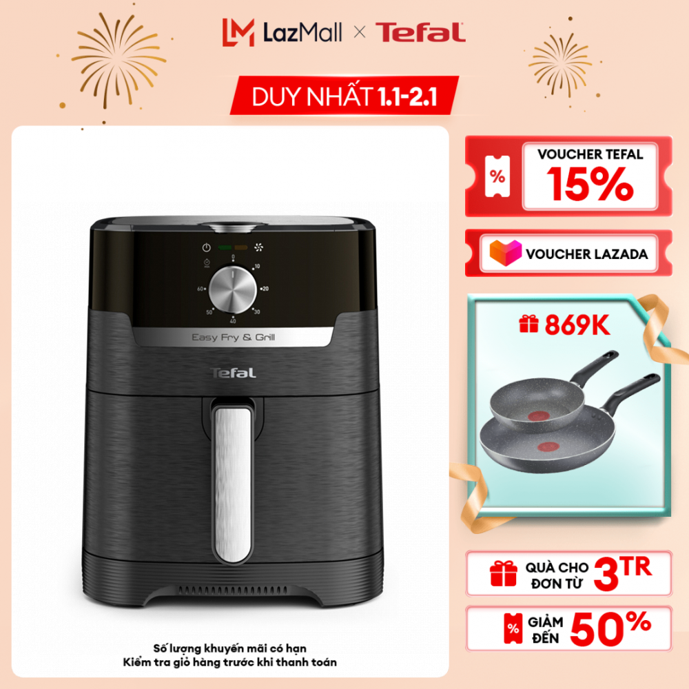 Nồi chiên nướng không dầu cơ Tefal 2 trong 1 EY501815 giỏ chiên 4.2l/1.2kg Gian bảo hành 2 năm