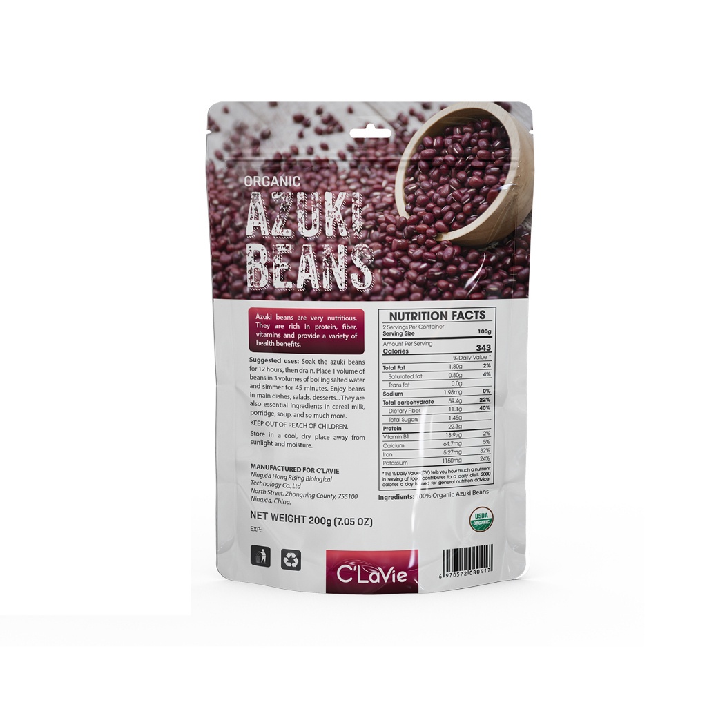 Đậu đỏ azuki hữu cơ C'lavie 200g nấu chè,nấu cháo,sữa hạt giàu dinh dưỡng NMOL