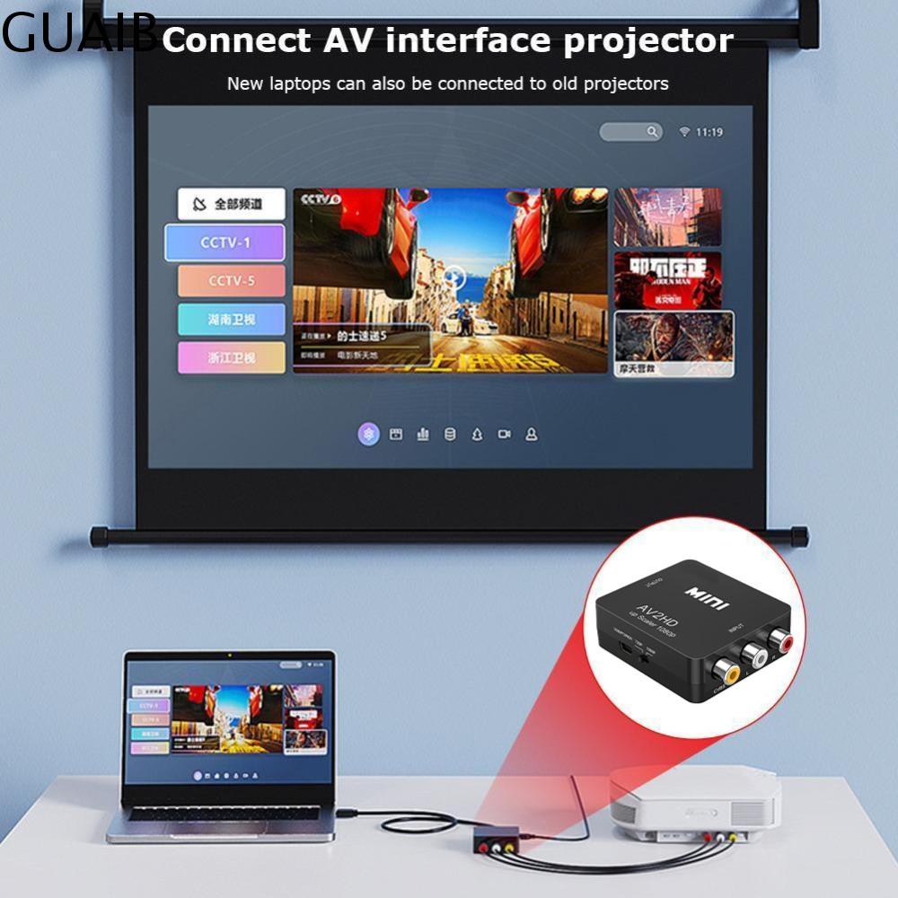 GUAIB AV sang HDMI Bộ chuyển đổi AV sang HDMI Cáp kết nối HD 1080P Bộ chuyển đổi video AV sang HDMI Thao tác đơn giản Bảng điều khiển trò chơi với TV Cáp video âm thanh av2hdmi Dành cho máy ảnh LCD/DVD/TV/Video