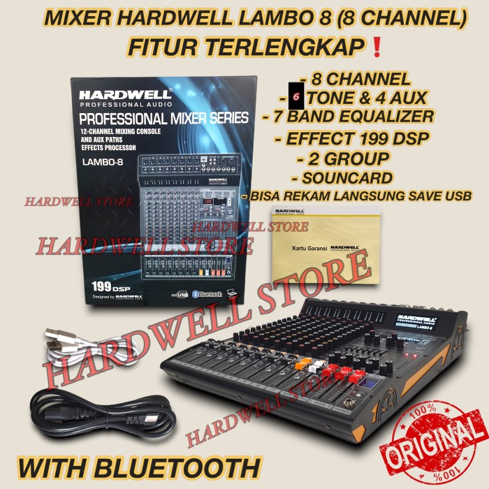 MIXER AUDIO HARDWELL 8 CHANNEL LAMBO 8 MIXER TERBAIK