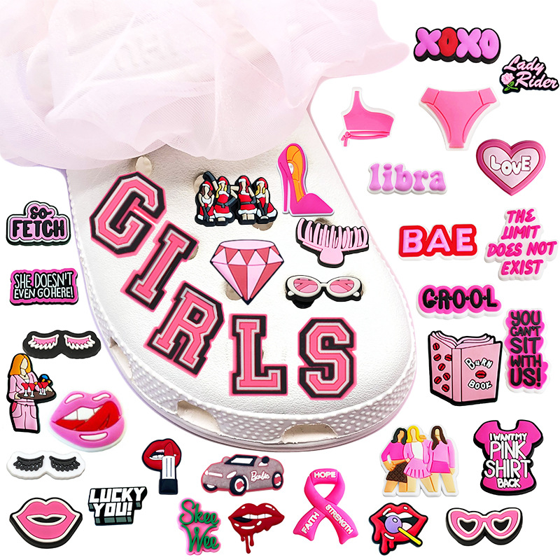 Cartoon inspirational phrase hole shoes shoe flower decorative buckle personality DIY student garden shoe buckle accessories cross-border wholesale