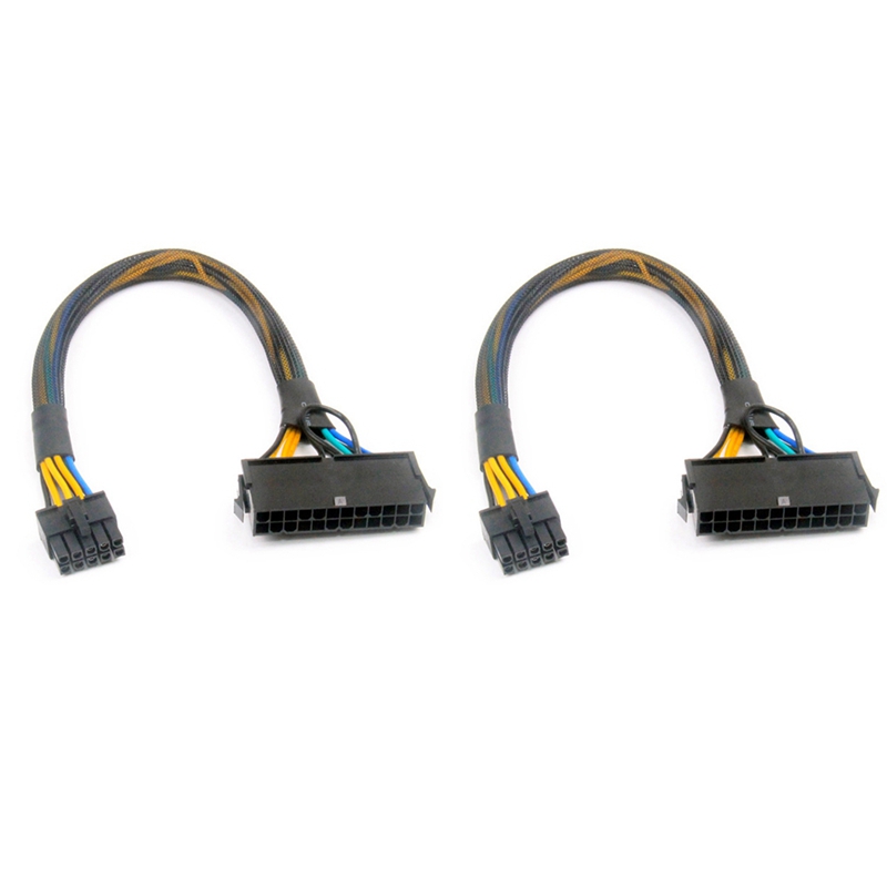 2X 24 Pin to 10 Pin ATX PSU Main Power Adapter Braided Sleeved Cable for IBM for Lenovo PC and Servers 12-Inch(30cm)