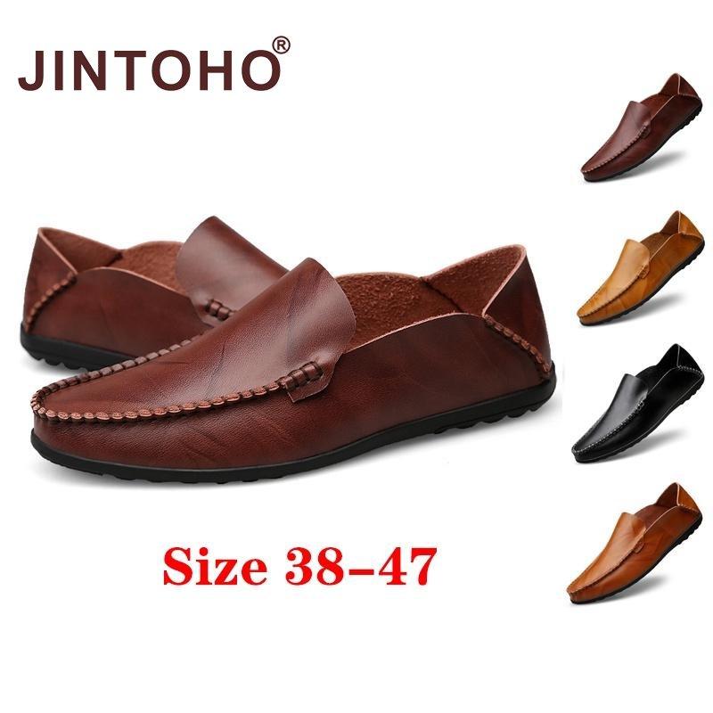 Jintoho Lớn sizer 38-47 Người Đàn Ông Giày da Thời Trang Giản Dị Giày Cho Nam Giới Trượt Trên Giày Lười Da Bò