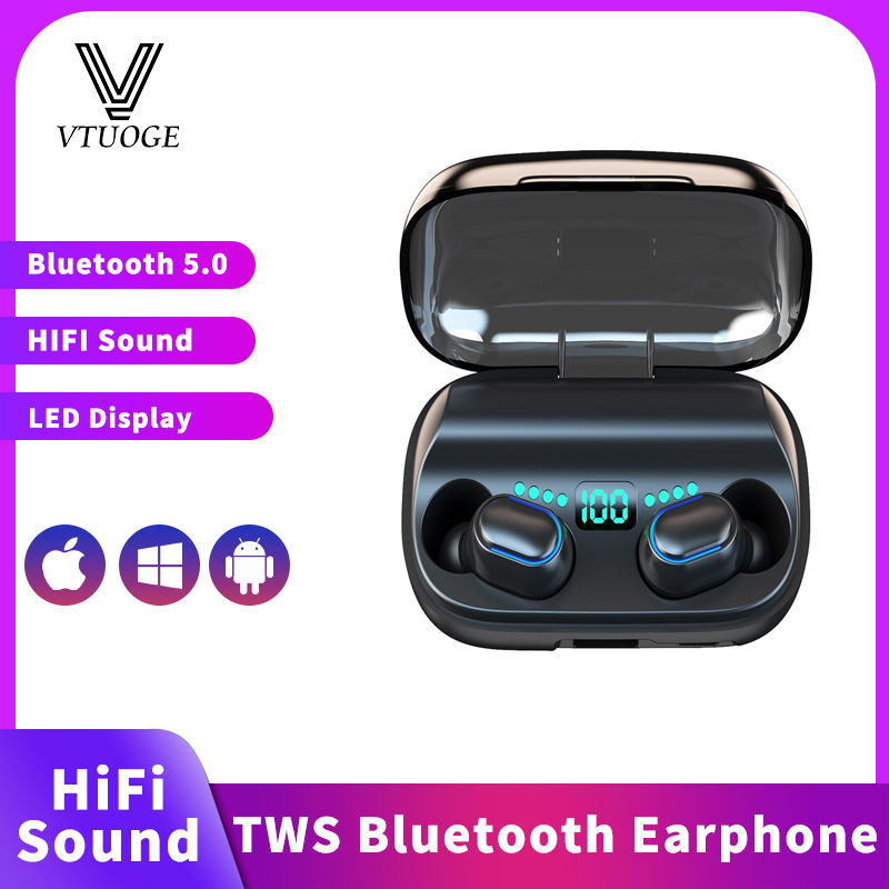 VTUOGE Bluetooth Earphone With Mic Digital Power Display Headset TWS 5.3 Dual Ear In Ear Wireless Earbuds Sports Headphoes ราคา 149 บาท*ส่งฟรี