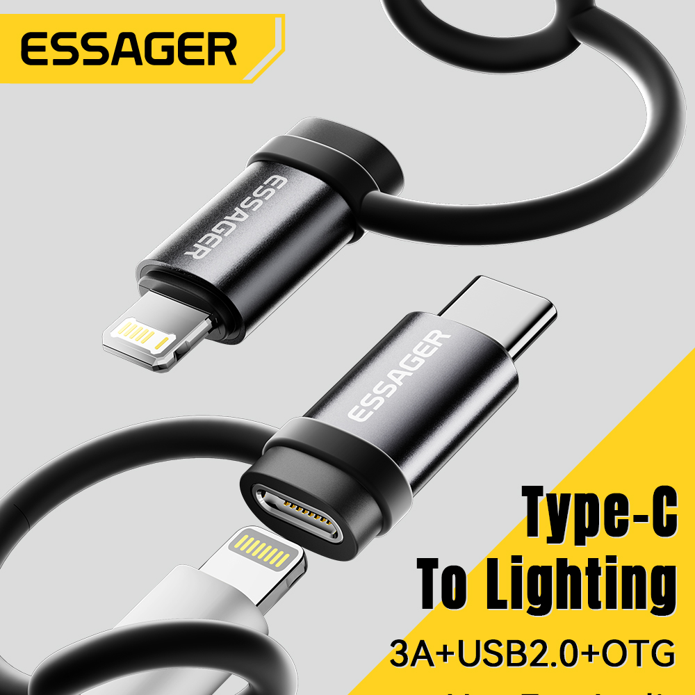 Essager chiếu sáng để USB C Adapter 3A sạc OTG nhanh cho iPhone 15 XR Pro Loại C để chiếu sáng Iphon
