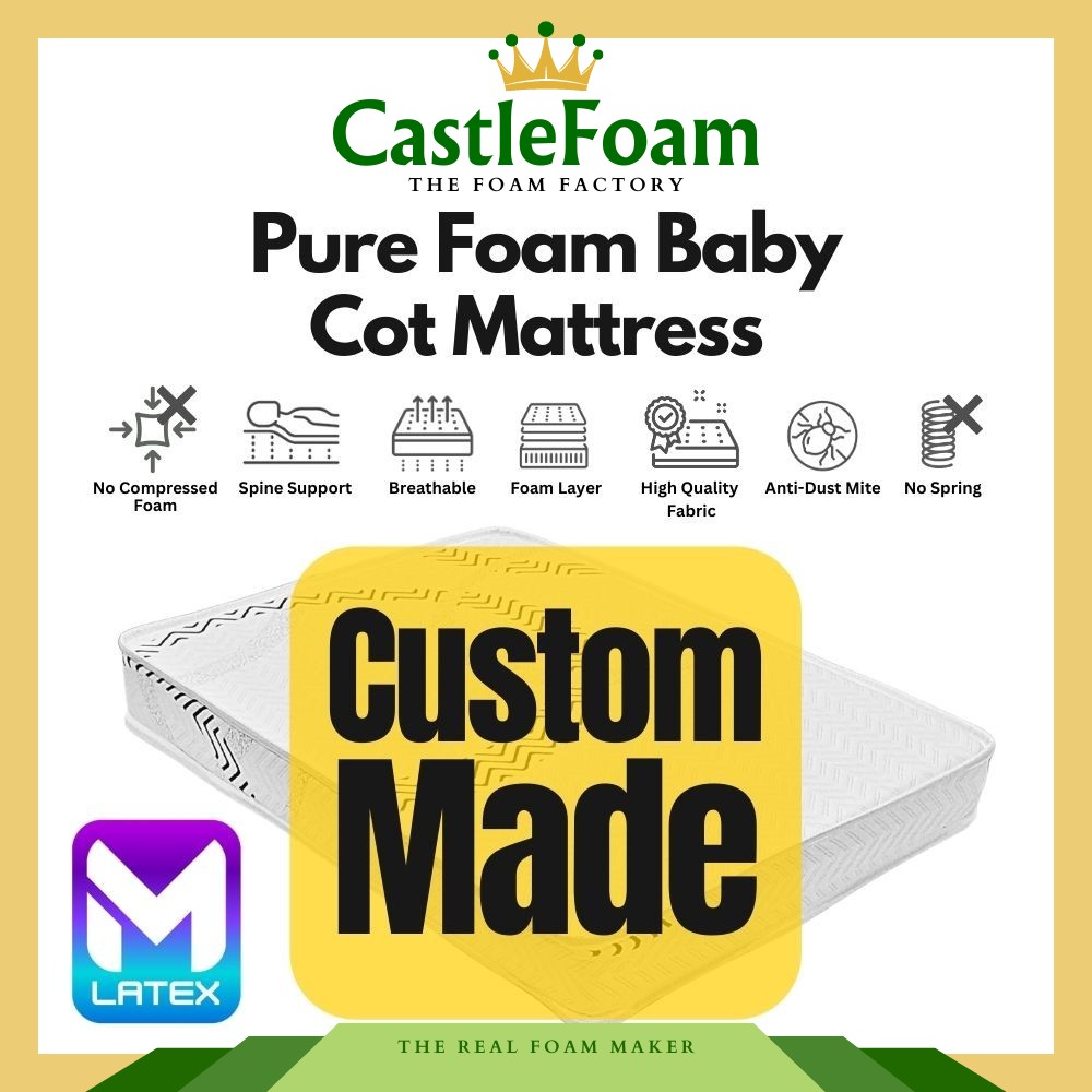 Custom Made Variety Playpen Tilam Bayi Pure Foam Baby Cot Mattress White Baby Mattress Custom Size