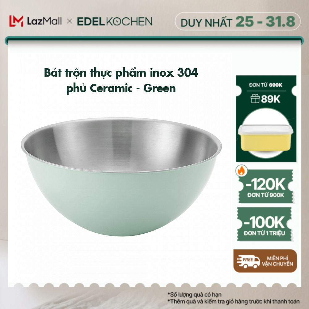 Bát trộn thực phẩm inox 304 Edelkochen Mixing Bowl - Màu Eco Green