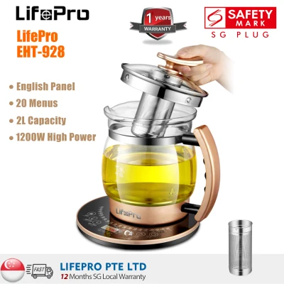 【English Panel】LifePro EHT-928 Electric Health Teapot/ 1200W High Power/ 2L High Capacity/ SG Plug/1Y SG Warranty