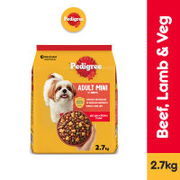 PEDIGREE Dry Dog Food For Mini Adult Dog - Beef Lamb & Vegetables Chicken Liver & Vegetables 2.7kg