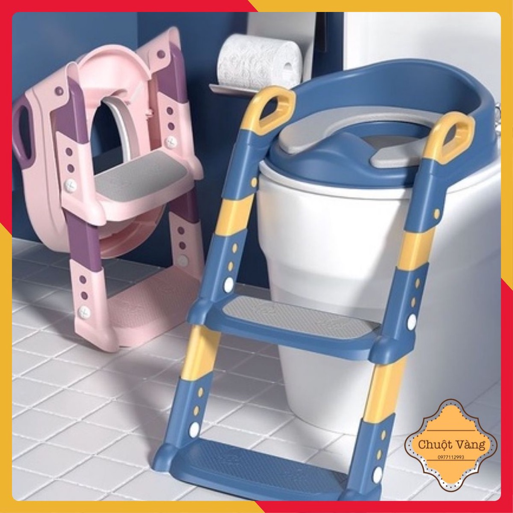 Thang bô vệ sinh có nắp thu nhỏ bồn cầu gấp gọn tiện lợi dùng cho bé trai
