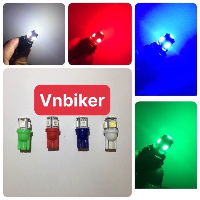 Demi xi nhan 5 tim led gắn xe máy