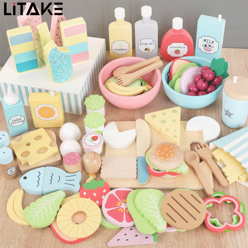 Wooden Kitchen Toys For Kids Imitation Cooking Pretend Play Toy Interactive Early Learning Games Birthday Gifts For Boys Girls ราคา 394 บาท*ส่งฟรี