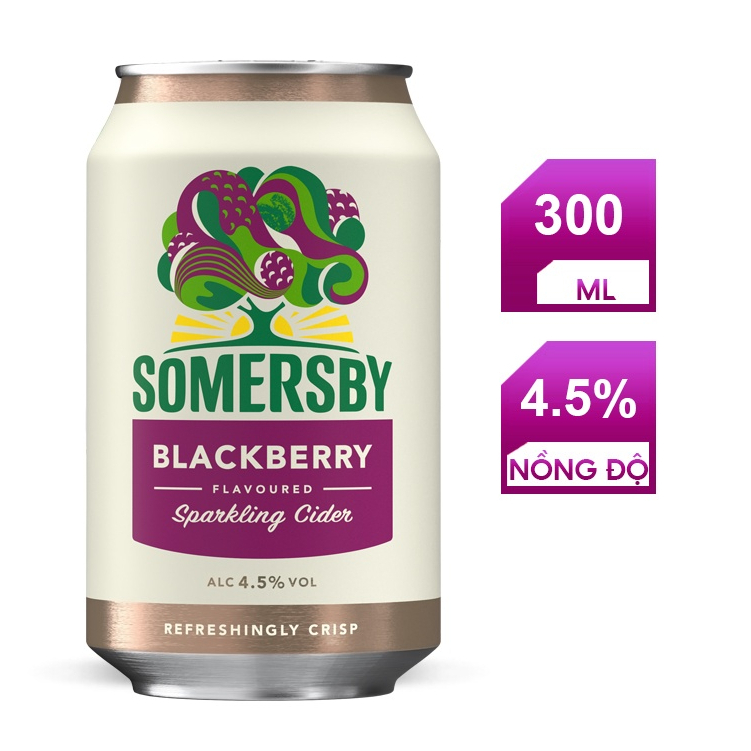 Lon Nước Táo Lên Men Somersby Blackberry Vị Mâm Xôi 330ml