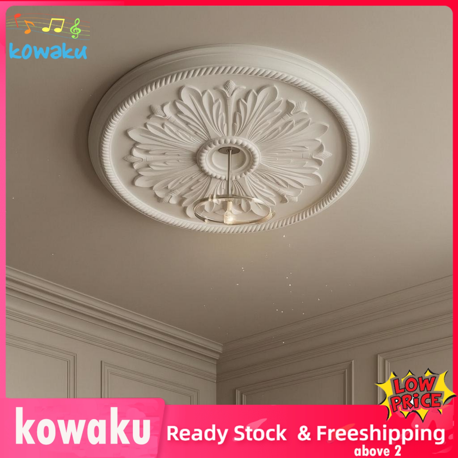 kowaku French-Style Ceiling Light Medallion Floral Ornamental Ceiling Medallion White Home Decor Lightweight Giá 634,110 Đồng*Miễn phí vận chuyển