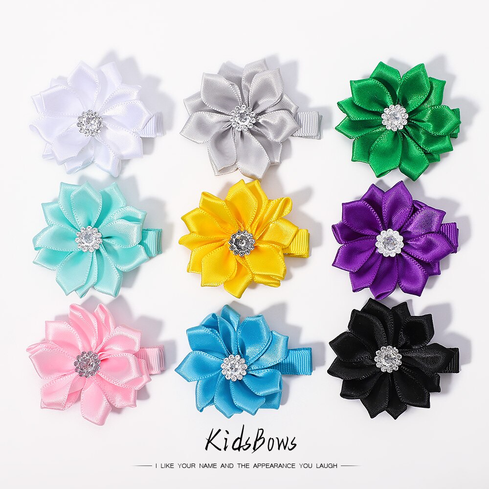 kidsbows 2 cái lốc thời trang 1.9 multilayers ruy băng satin hoa với toàn