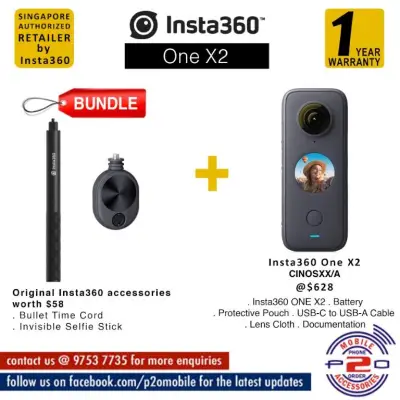 Bundle worth $57.90, Insta360 Bullet Time Cord + Invisible Selfie Stick + Insta360 One X2