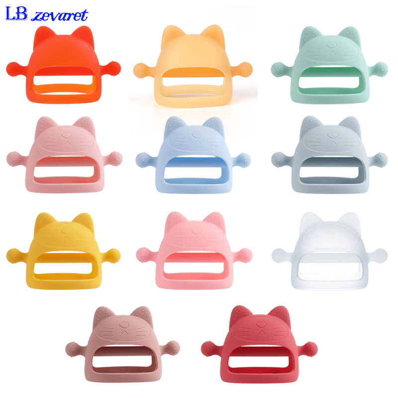 Lbzevaret [Hàng có sẵn] Đồ chơi trẻ em em bé cho trẻ sơ sinh từ 3 tháng tuổi dễ thương Mèo Chống rơi Silicone đồ chơi gặm làm dịu Relief đau mọc răng