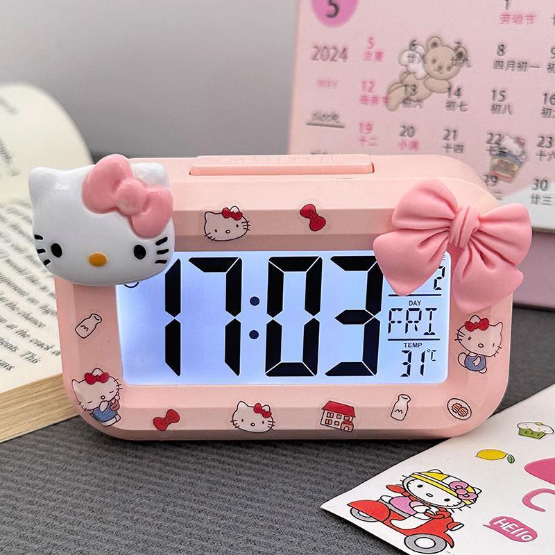 Sanrio Mini Luminous Alarm Clock Jam 三丽鸥迷你夜光闹钟时钟 Pemasa Comel Pelbagai Fungsi Cute Cartoon Reminder Timer