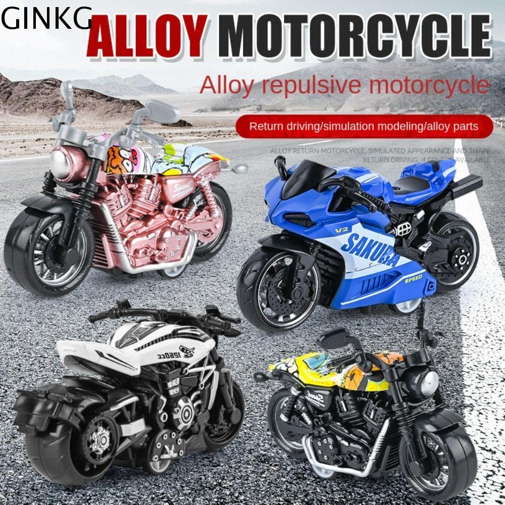 GINKG Xe kéo lùi Mô hình xe máy kéo Hợp kim Mini Mô hình đầu máy mô phỏng Đồ chơi giáo dục vui nhộn Mô phỏng Mô phỏng xe máy Đồ chơi bé trai
