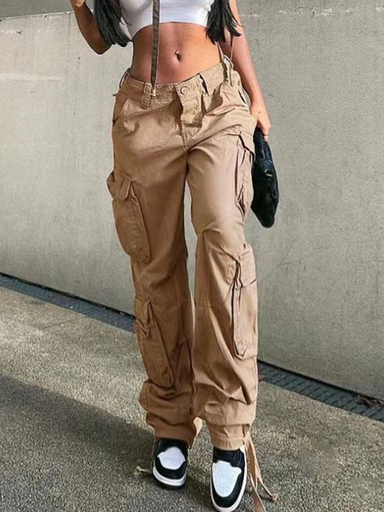 HalloweenVintage Cargo Pants Baggy Jeans Women Fashion 90s Streetwear Pockets Wide Leg High Waist St