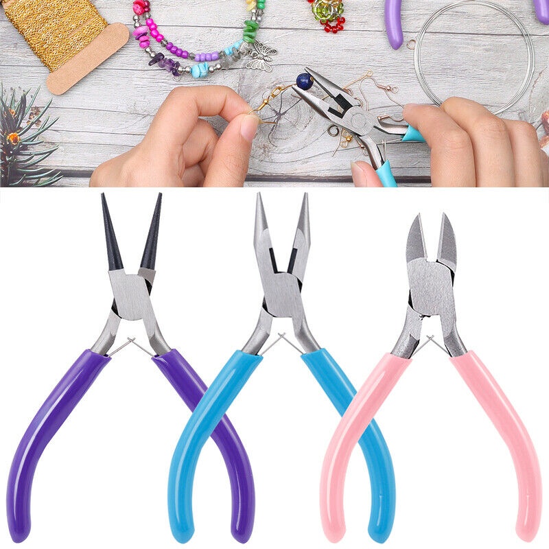3 cái/bộ Bông tai Kìm thủ công Bộ dụng cụ làm đồ trang sức đồ trang sức Kìm DIY làm nhỏ cho gia đình Kìm Kềm cắt dây