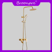 Broonpre Golden Vintage Shower Faucet with Bathtub Mixer Head