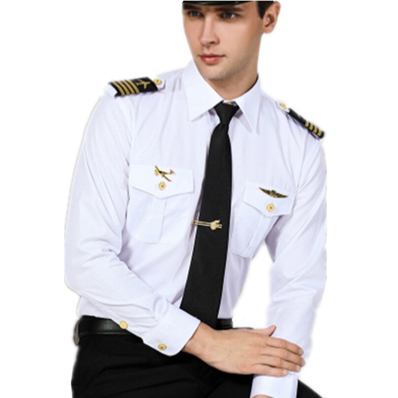Captain Clothes Navy Uniform Air Force White Shirt Male Nightclub Aviation