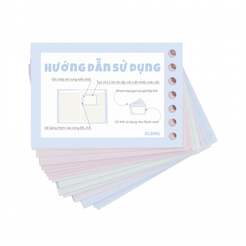 Tệp Binder Card Klong 80 tờ A7 4 màu 150GSM MS 910 giấy note index card cài sổ còng tiện lợi