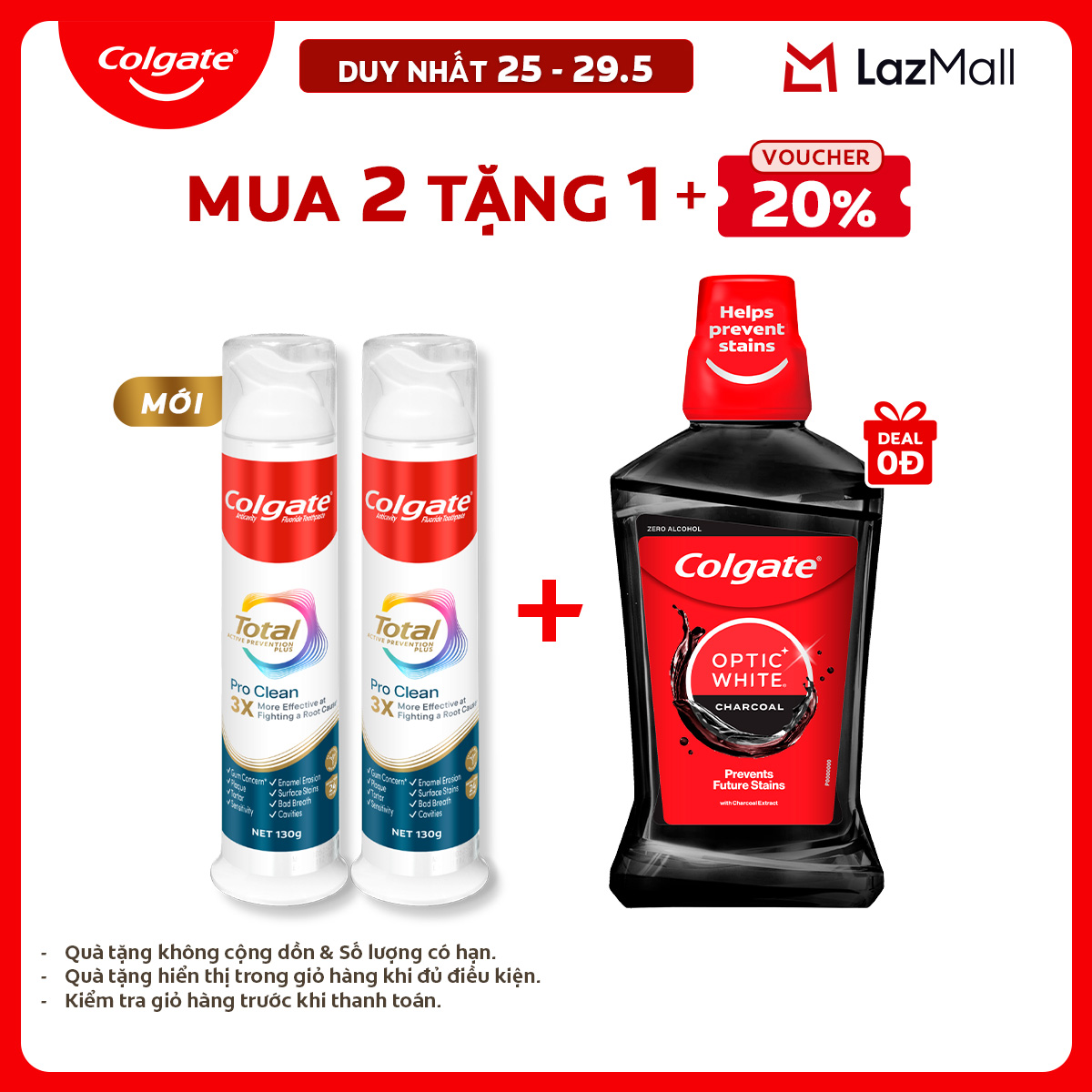 [Chỉ 25-29.5_X2 Voucher giảm 20%] [MỚI] Kem đánh răng Colgate vòi nhấn thông minh Total Pro Clean, khóa chân không hạn chế tiếp xúc vi khuẩn 130g/ ống