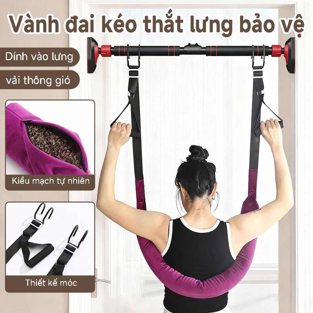Dây đeo kéo giãn cột sống thắt lưng - Dụng cụ tập xà đơn kéo giãn lưng tại nhà, đai hỗ trợ tăng cường sức mạnh lưng, trợ thủ đắc lực cho người thoát vị đĩa đệm cột sống thắt lưng - Đi kèm móc treo và vòng treo chắc chắn