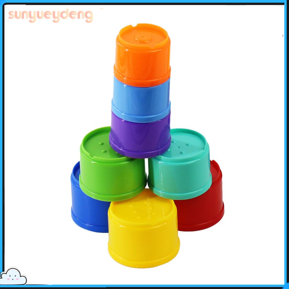 8pcs Stacking Building Blocks Intelligence Fun Rainbow Baby Stacking Cups