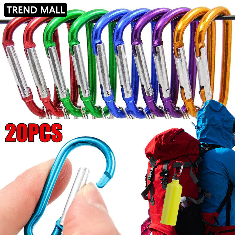 【Vận chuyển từ Việt Nam】20pcs Carabiners Hợp kim nhôm Keychain D Carabiner Spring Snap Clip Hooks Car Keychain Climbing Carabiner cho chìa khóa dụng cụ cắm trại