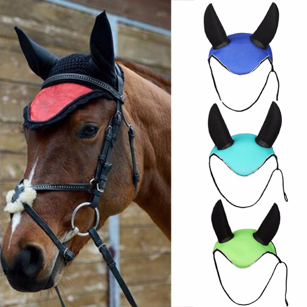 【Must-have】 Horse Riding Breathable Meshed Horse Ear Cover Equestrian Horse Equipment Fly Bonnet Net Ear Masks Protector Horse Care