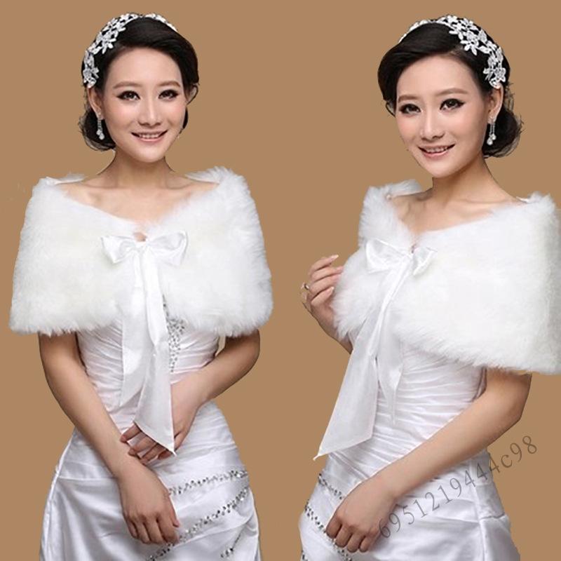 Áo choàng lông mềm mại màu trắng 2025 - Áo khoác cưới lông thú thanh lịch dành cho nữ