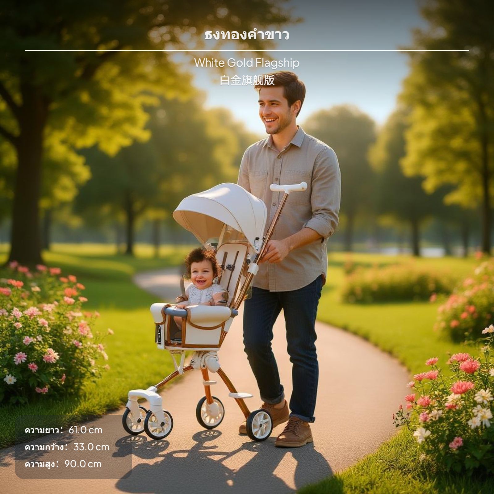 รถเข็นเด็กทารกน้ำหนักเบา พับเก็บได้ เบาะหมุนได้ 360° ดีไซน์สูงสุดหรู สามารถเข็นได้สองทิศทาง พร้อมสายรัดนิรภัยแบบ 5 จุด น้ำหนักเพียง 3.5 กิโลกรัม เหมาะสำหรับเด็กอายุ 6 เดือน ถึง 6 ปี