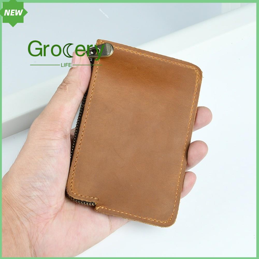 GROCERY LIFE Da bò Túi đeo hông Nhỏ Cổ điển Túi đựng thẻ Phong cách retro Da thật Túi đeo thắt lưng Người giữ thẻ