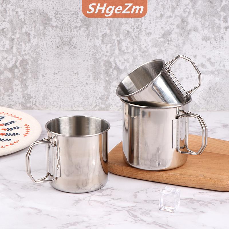 [COD] SHgeZm 1PC thép không gỉ gấp xử lý Cup xách tay Carabiner cup ngoài trời cắm trại cup Đối với trang chủ ngoài trời cắm trại phụ kiện